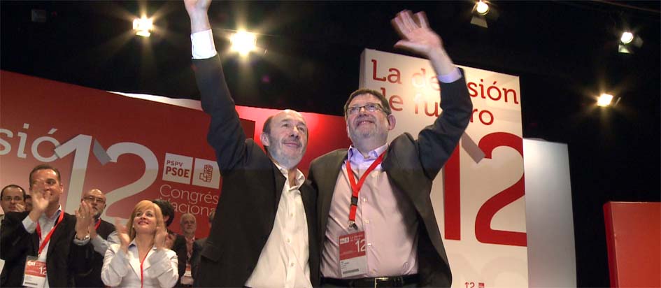 Rubalcaba recolza a Ximo Puig en la cloenda del congrés que ha portat al morellà a ser el líder del socialisme valencià