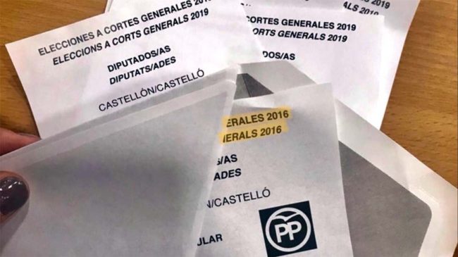 El PSPV denuncia que hi ha paperetes del PP als sobres del vot per correu