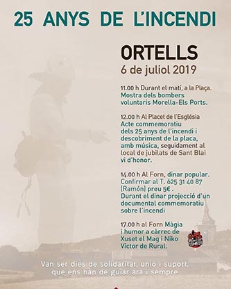 Ortells recordarà l’incendi que va afectar la població fa 25 anys